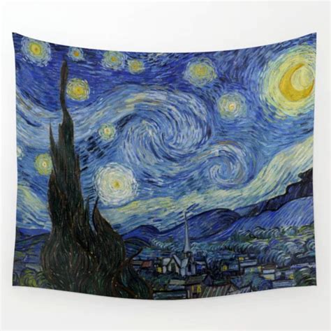 The Starry Night Wall Tapestry By Vincent Van Gogh Vintage Art