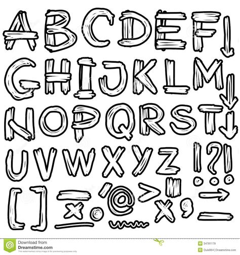 Doodle Style Alphabet Cute Hand Drawn Alphabet Funny Abc Stock Vector Hot Sex Picture