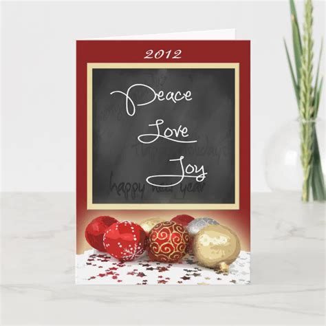 Chalkboard Peace Love Joy Christmas Card Zazzle