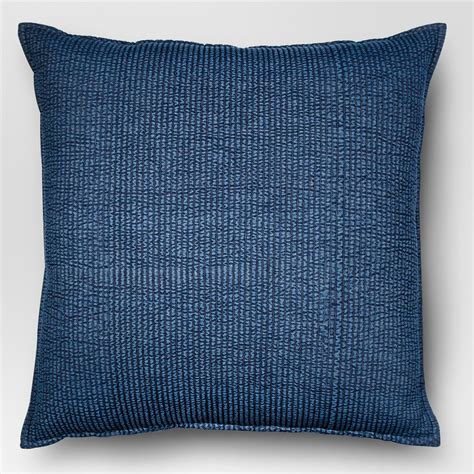 Oversized Quilted Solid Square Pillow Chambray Threshold™ Blue