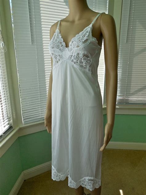 Womens Dress Slipwomens White Slipwhite Lace By Seadawlvintage