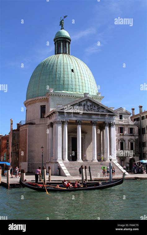 Gondola And San Simeone Piccolo Church Venice Venezia Italy 01 August