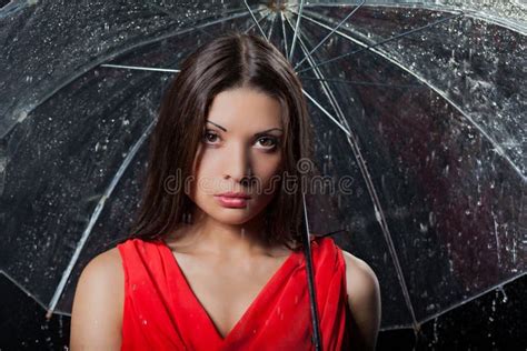 Pretty Woman With Umbrella Under Stock Image Image Of Person Bright 39854985