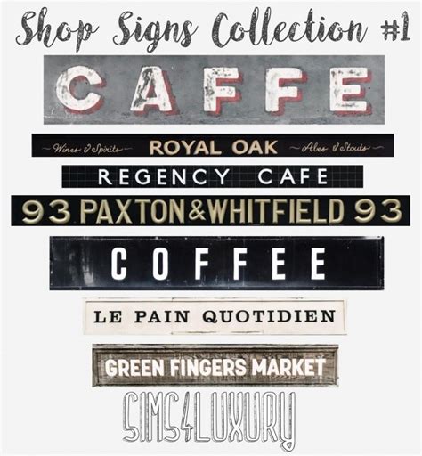 Shop Signs Collection 1 At Sims4 Luxury Sims 4 Updates