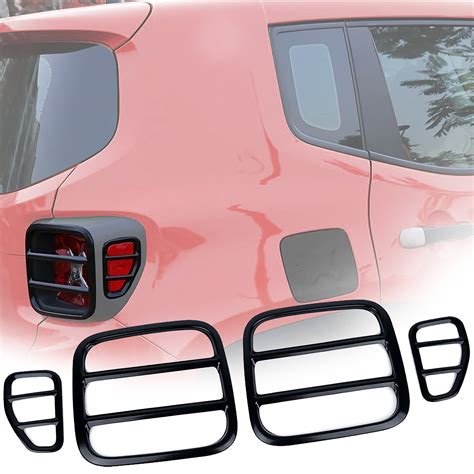 EnRand Jeep Renegade Tail Light Cover Black Anti Oxidation Metal