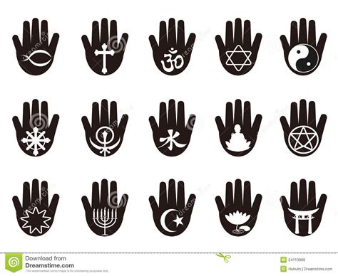 Hand With Religious Symbols Icon Royalty Free Stock Image Image 24113966