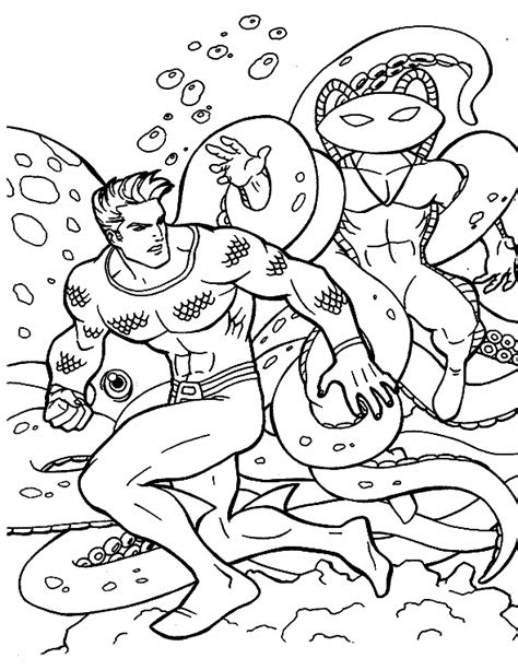Desenho De Aquaman Contra Inimigos Para Colorir Tudodesenhos