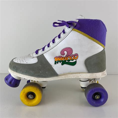 Vintage 80s Retro Roller Skates White Grey And Purple Colors Size Eu