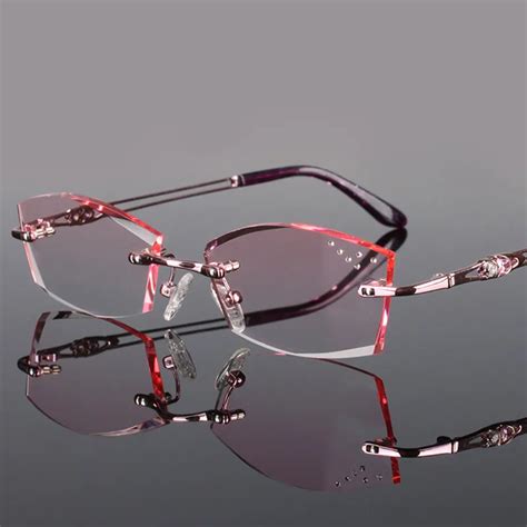 2018 Lady Fashion Pure Titanium Rimless Eyeglasses Frames Women Spectacle In Eyewear Frames From