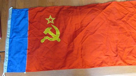 Rare Cold War Ussr Cccp Soviet Large 52x24 Red Flag Antique