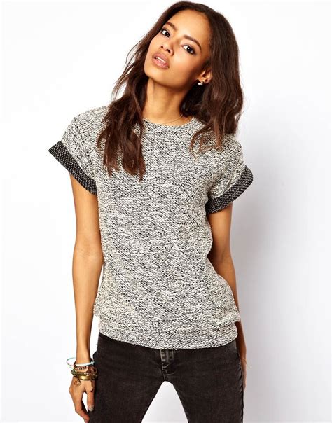 Asos Knitted Tee With Rolled Sleeves 4243 Knit Tees Asos Tops