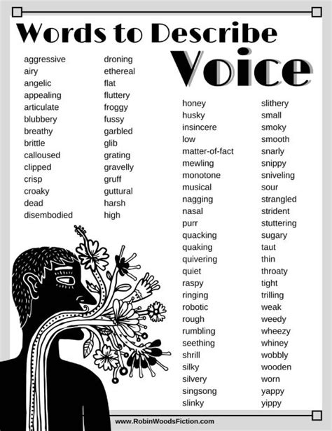 Writing Resource Words To Describe Voice Infographic Robin Woods
