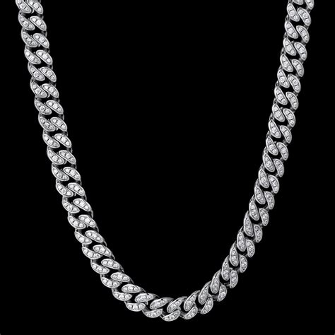 8mm Iced Cuban Link Chain For Women White Gold Plated Krkcandco Krkcandco