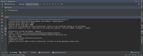 Java IntelliJ Running Glassfish In Debug Mode Artifact Not Being