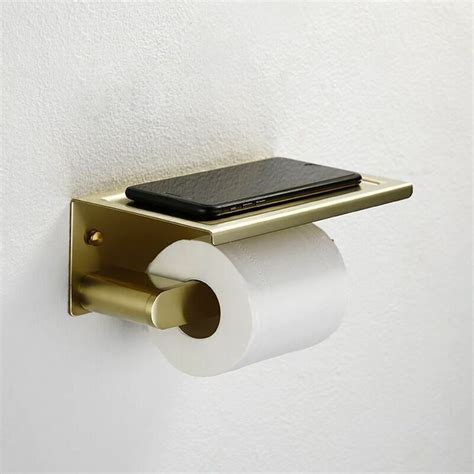Sus304 Brushed Gold Paper Holder Wall Mounted Square Toilet Roll Tissue