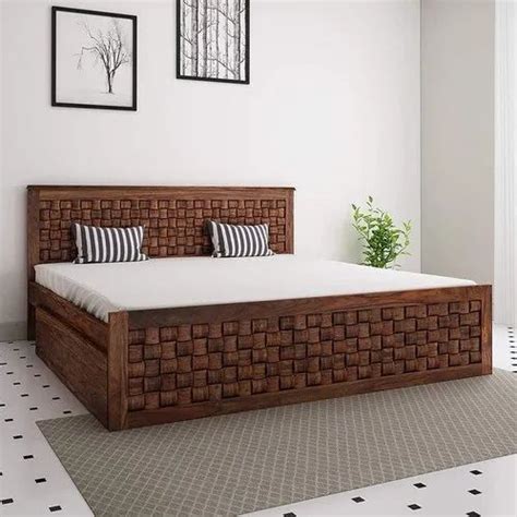 King Size Sheesham Wood Designer Wooden Bed Rosewood With Storage At