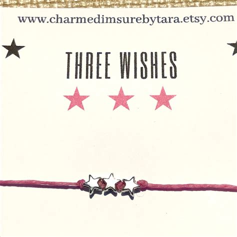 Three Wishes Star Charm Wish Bracelet Waxed Cord Bracelet Etsy