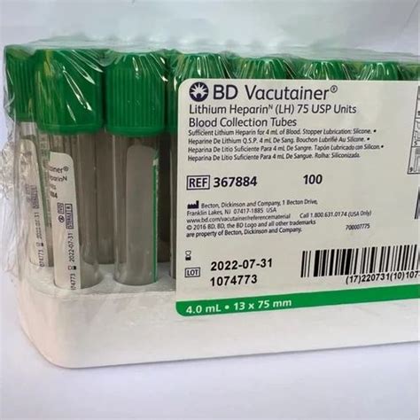 Glass Transparent BD Vacutainer Lithium Heparin Tubes 4 Ml At Rs 1300