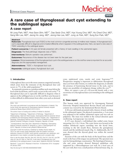 Pdf A Rare Case Of Thyroglossal Duct Cyst Extending To The Sublingual