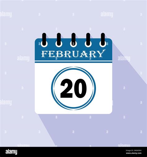 Icon Calendar Day 20 February 20th Days Of The Month Vector