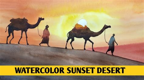 How To Make Sunset Painting For Beginners Watercolor Desert Sunset