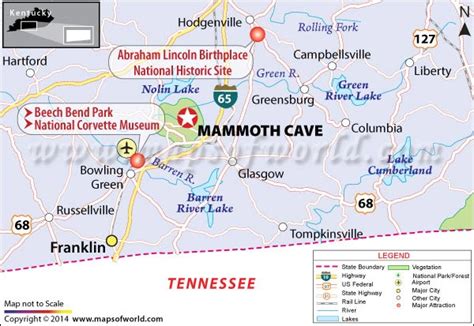 Mammoth Cave National Park Kentucky Usa Map Facts