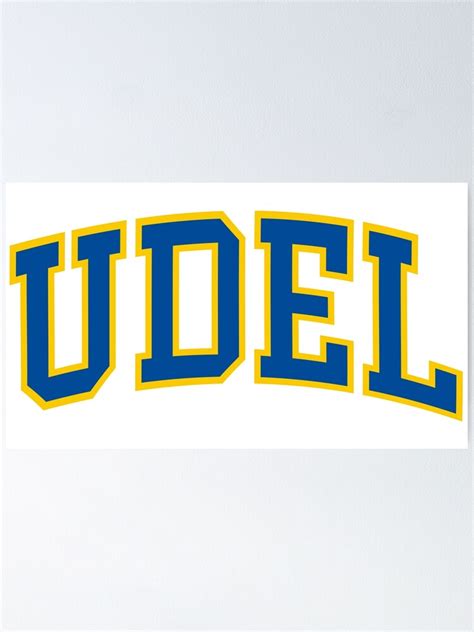 Udel College Font Curved Poster By Scollegestuff Redbubble