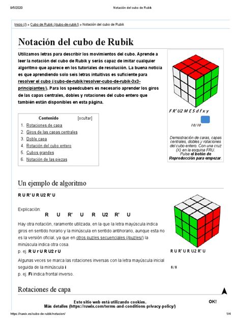 Notación Del Cubo De Rubik Pdf Enseñanza De Matemática