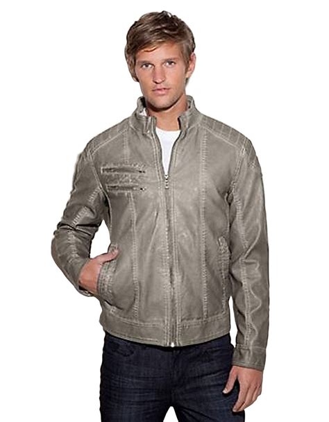 Lyst Guess Pico Faux Leather Jacket In Gray For Men
