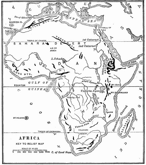 Map Of Africa With Landforms Outline Physical Map Of Africa By 1914 All