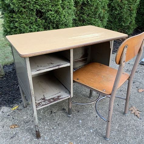 Vintage School Desk Metal Cubby Desk School Desk Large Etsy Vintage