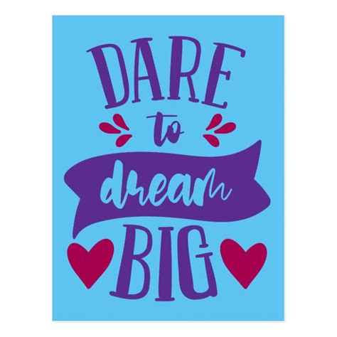 Dare To Dream Big Inspirational Motivational Postcard Uk