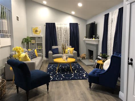 Blues Yellows Grays Home Office Decor Living Room Interior Yellow Decor
