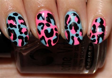Nail Art Tutorial Pink And Blue Leopard Nails Swatch And Learn
