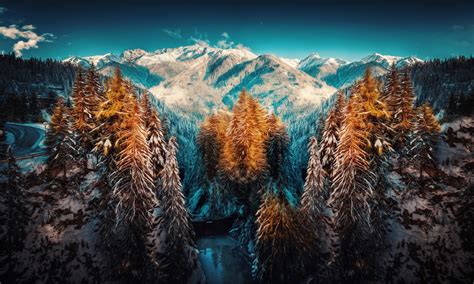 Photography Landscape Nature Mountains Forest Snow