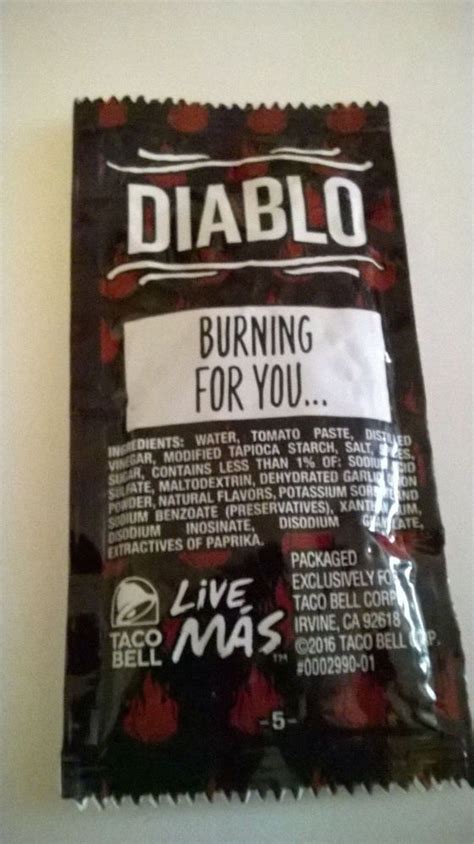 Taco Bell Diablo Sauce Packet Burning For You Tacobell Natural
