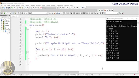 How To Create A Multiplication Times Table Using For Loop In C Program Good Tutorial For