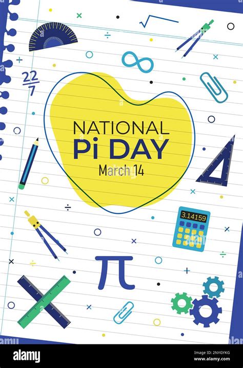 National Pi Day Vertical Poster Vector Illustration March 14 Awareness
