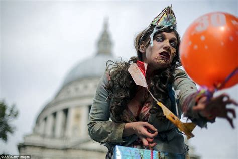 be a polite zombie charity fundraisers dress up as the undead but are told not to scare passers