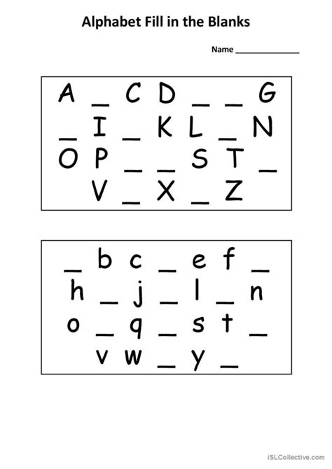 Alphabet Fill In The Blanks English Esl Worksheets Pdf And Doc