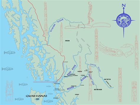 A Design Of A Map Of The Sacred Headwaters Of The Skeena Nass And