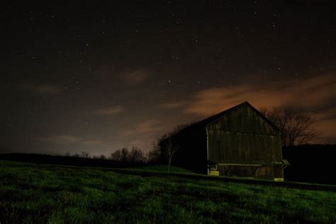 Barn Building Cloud Dark Farm Field Grass Night Free Stock