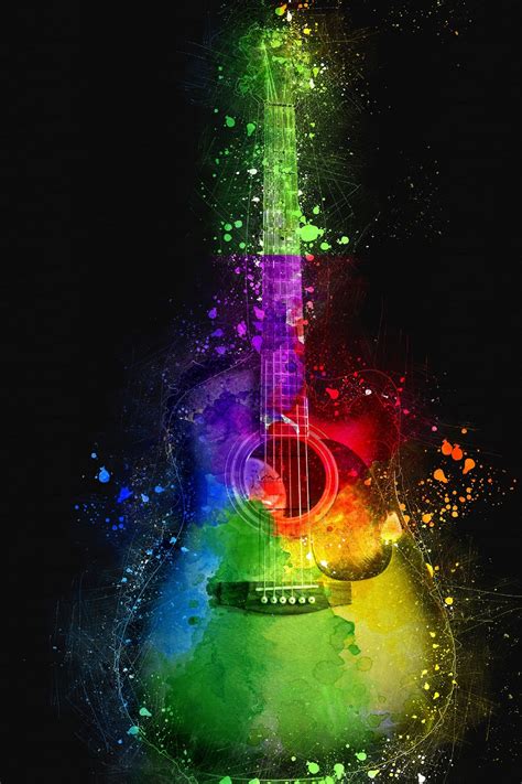Rainbow Guitar Art Print Picture Photograph Home Wall Decor Etsy