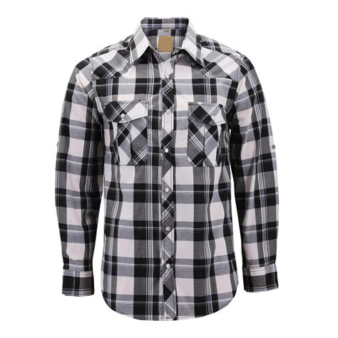 Vkwear Mens Western Pearl Snap Button Down Casual Long Sleeve Plaid