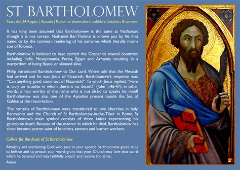 St Bartholomew The Apostle Feast Day 24 August Church Of England