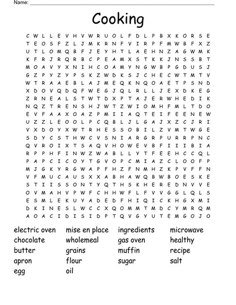 Cooking Word Search Wordmint