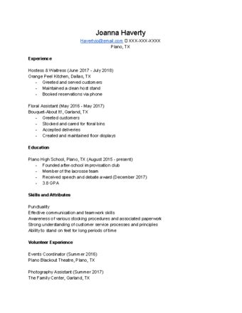 On your first job hunt and don't know where to start? Teenager High School Student Resume With No Work Experience
