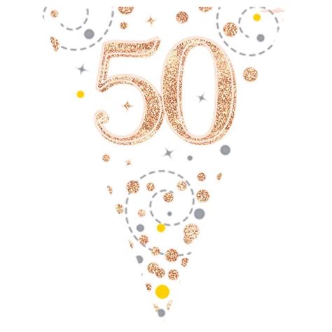 Rose Gold Confetti Happy 50th Birthday Foil Flag Bunting Banner