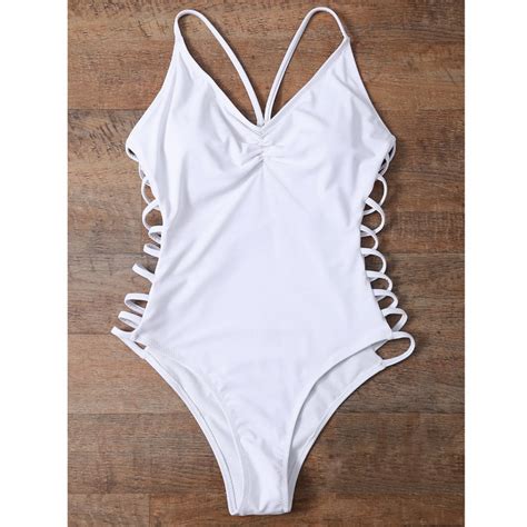 2018 new arrival white one piece swimsuit push up bandage swimwear women swim wear bathing suits