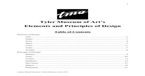 Tyler Museum Of Arts Elements And Principles Of Design Pdf Document